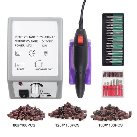 Electric Nail Drill Pro Machine Manicure Pedicure Pen Drill Nail Art Tool Set Kit Nail Drill Bit Sanding Bands with 3 Sets