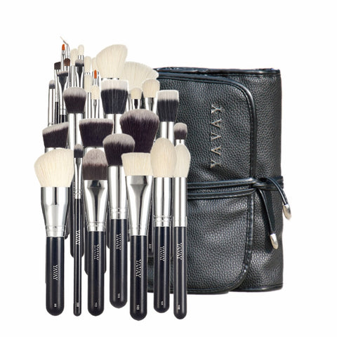 YAVAY MASTER 32PCS Makeup Brushes Set Professional Cosmetic Brushes Premium Soft Natural Hair With Luxury PU Leather Bag