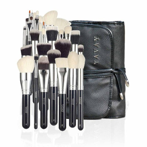 YAVAY MASTER 32PCS Makeup Brushes Set Professional Cosmetic Brushes Premium Soft Natural Hair With Luxury PU Leather Bag