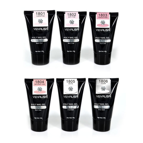 VENALISA Crystal Poly Gel Transparent Clear Pink Camouflage Colors Fiber Glass Hard Jelly Quick Building Nail Extend Poly Gel