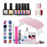 ROSALIND Nail Gel Soak-off Gel Polish Top & Base Coat Gel Nails Polish Kit Mini Lamp 5 colors Art Tools Kits Sets Manicure