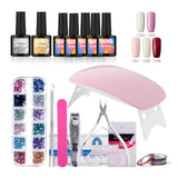 ROSALIND Nail Gel Soak-off Gel Polish Top & Base Coat Gel Nails Polish Kit Mini Lamp 5 colors Art Tools Kits Sets Manicure