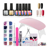 ROSALIND Nail Gel Soak-off Gel Polish Top & Base Coat Gel Nails Polish Kit Mini Lamp 5 colors Art Tools Kits Sets Manicure
