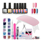 ROSALIND Nail Gel Soak-off Gel Polish Top & Base Coat Gel Nails Polish Kit Mini Lamp 5 colors Art Tools Kits Sets Manicure
