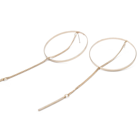 Big Circles Earrings Charms Long Chain Tassel Drop Dangle Earring