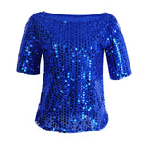 Women's Fashion Sequined Short Sleeve Top
