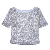 Women's Fashion Sequined Short Sleeve Top
