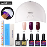 Modelones 8Pcs 16W Nature1 Led Lamp Nail Art Kits DIY Nail Design UV Gel Polish Set