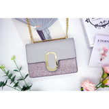 Genuine Leather/ Sequined Shoulder Bag