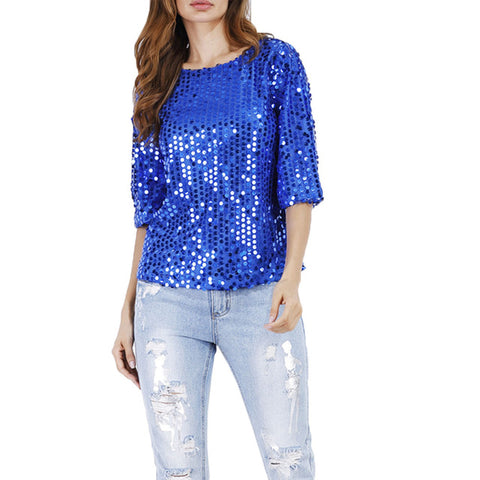 Women's Sequined Solid Top
