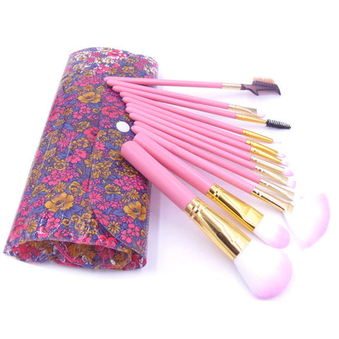 UBEYOO Hot 12pcs cosmetic brush Gradient Color Pink Powder foundation Makeup Brushes pantone Make up Brush Set with retail Box