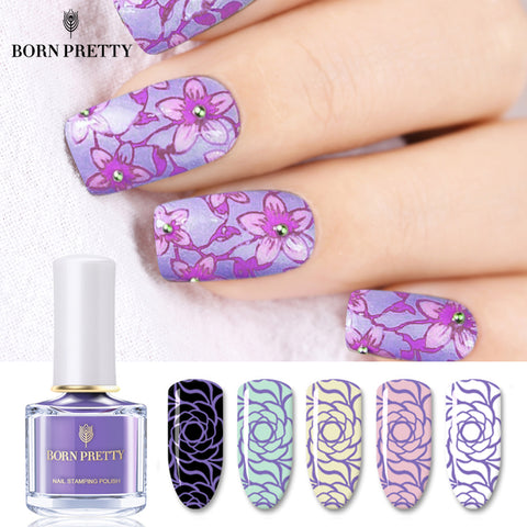 BORN PRETTY Purple Color Series Nail Stamping Polish 6ml Printing Varnish Rose Red Manicure Art Image Stamp Lacquer
