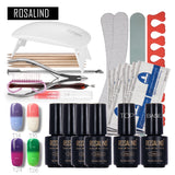 ROSALIND Temperature Changing Nail Art Tools Cure 6W UV Lamp Gel Polish Soak Off Base Coat Top Coat Gel Nail Nail Manicure Kits