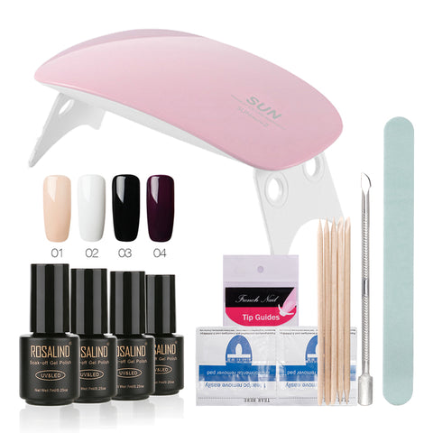 ROSALIND 12Pcs/Lot SUNmini UV Lamp Beigner Practice Nail Art Tools DIY Nail Design UV Nail Manicure Kit Any 4 Colors Gel In Set